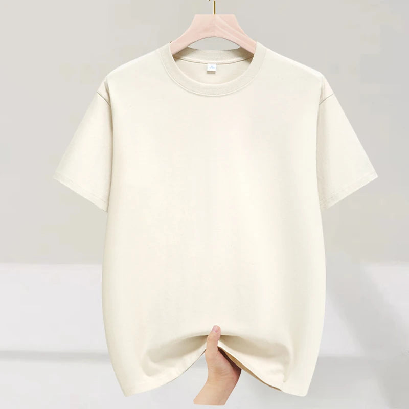 Mens Cotton Summer T-Shirts - Plus Size 4XL 5XL Solid Tops - ZOOMNSTORE