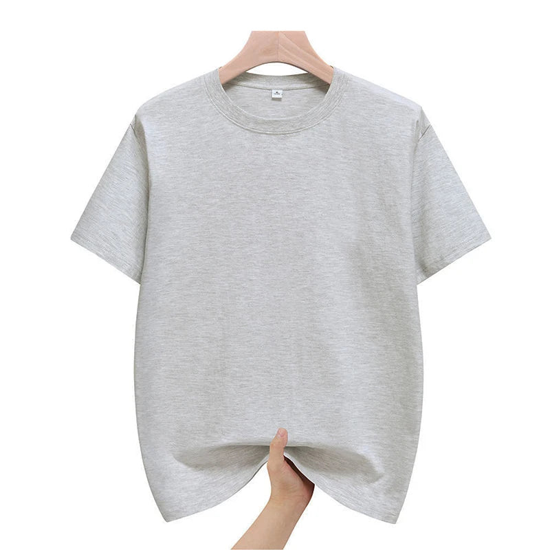 Mens Cotton Summer T-Shirts - Plus Size 4XL 5XL Solid Tops - ZOOMNSTORE