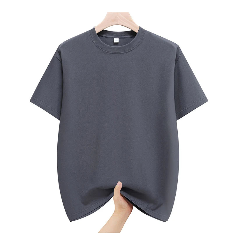 Mens Cotton Summer T-Shirts - Plus Size 4XL 5XL Solid Tops - ZOOMNSTORE