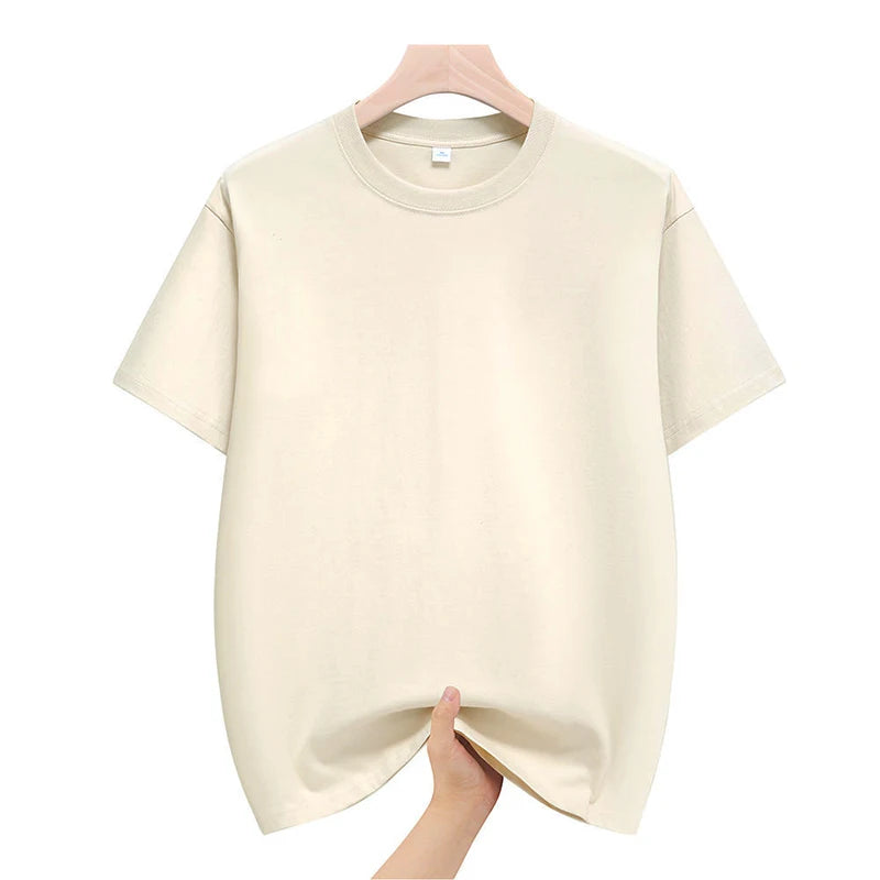 Mens Cotton Summer T-Shirts - Plus Size 4XL 5XL Solid Tops - ZOOMNSTORE