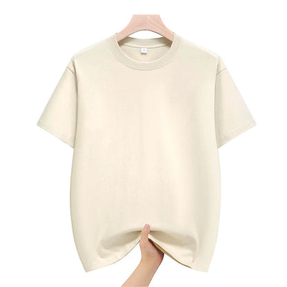 Mens Cotton Summer T-Shirts - Plus Size 4XL 5XL Solid Tops - ZOOMNSTORE