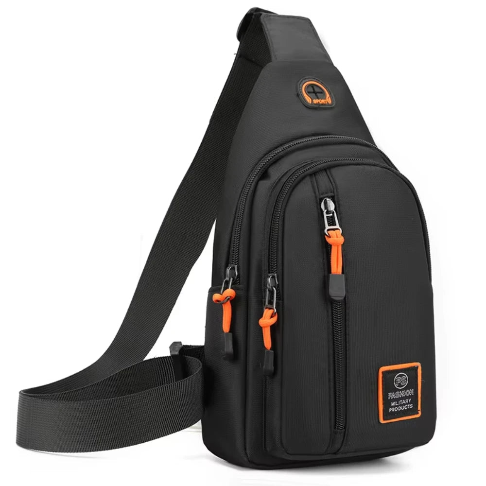 Men's Crossbody Bag - Waterproof Oxford Cloth Chest Bag With Zipper Closure - ZOOMNSTORE