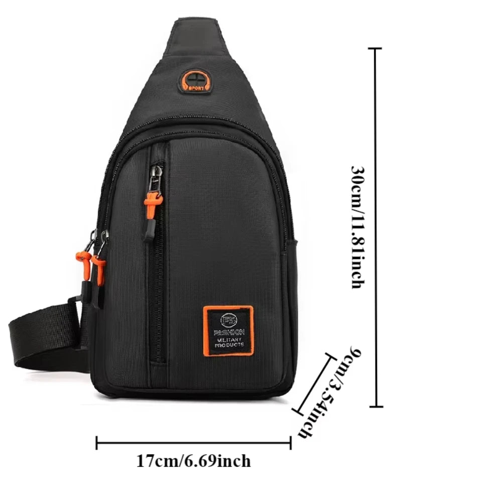 Men's Crossbody Bag - Waterproof Oxford Cloth Chest Bag With Zipper Closure - ZOOMNSTORE