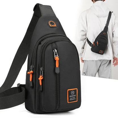 Men's Crossbody Bag - Waterproof Oxford Cloth Chest Bag With Zipper Closure - ZOOMNSTORE