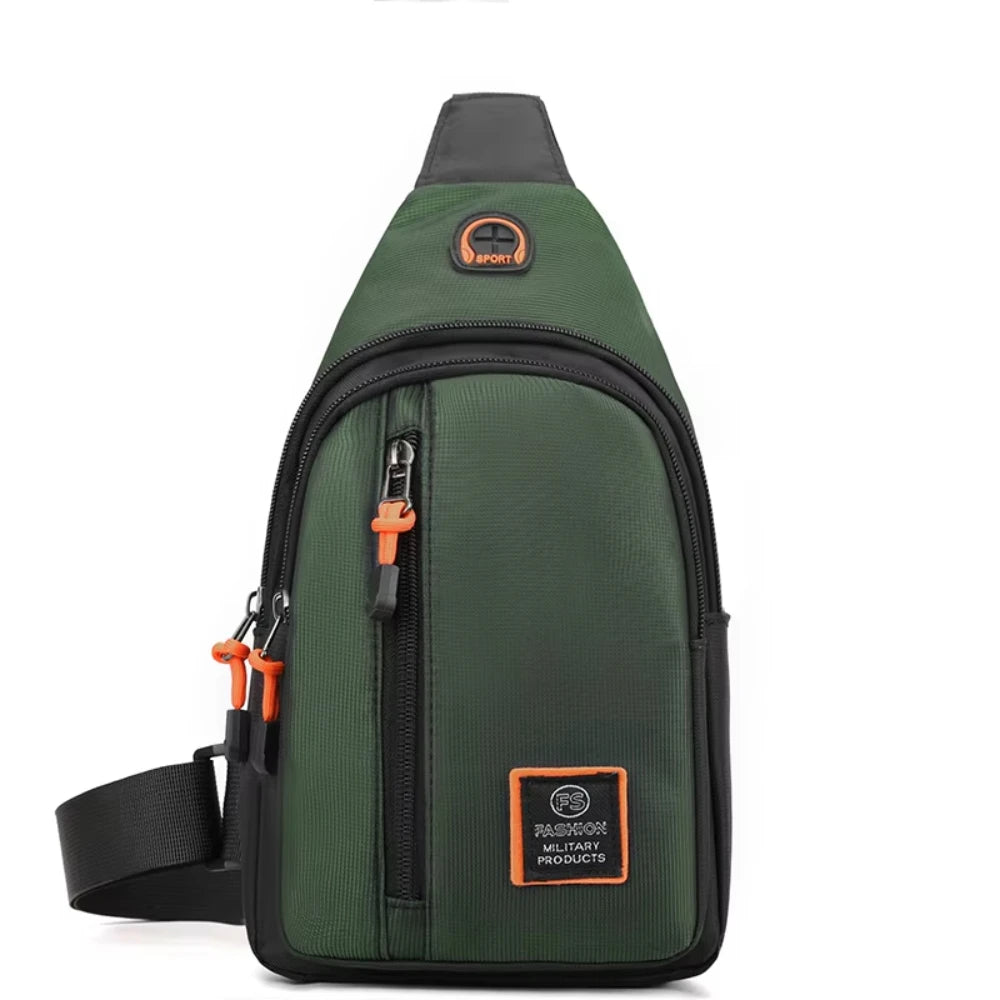 Men's Crossbody Bag - Waterproof Oxford Cloth Chest Bag With Zipper Closure - ZOOMNSTORE