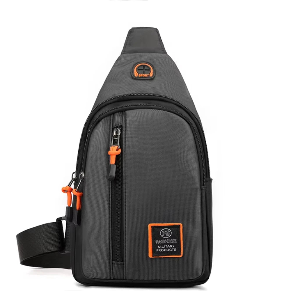 Men's Crossbody Bag - Waterproof Oxford Cloth Chest Bag With Zipper Closure - ZOOMNSTORE