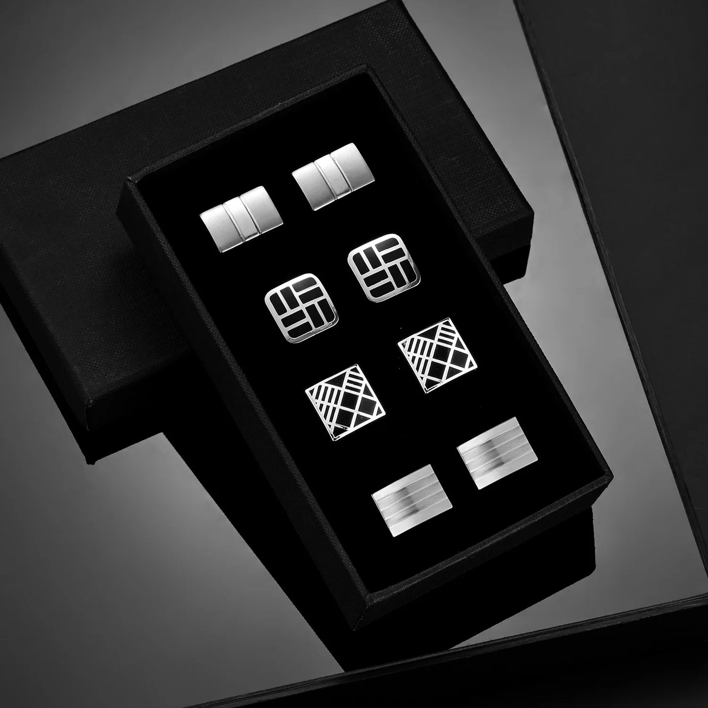 Luxury Cufflinks Set for Men - 4 Pairs Wedding Groomsmen Gift with Box - ZOOMNSTORE