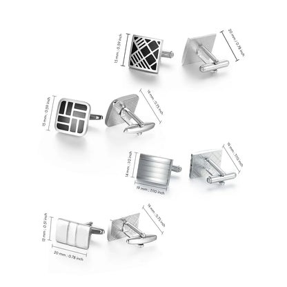 Luxury Cufflinks Set for Men - 4 Pairs Wedding Groomsmen Gift with Box - ZOOMNSTORE