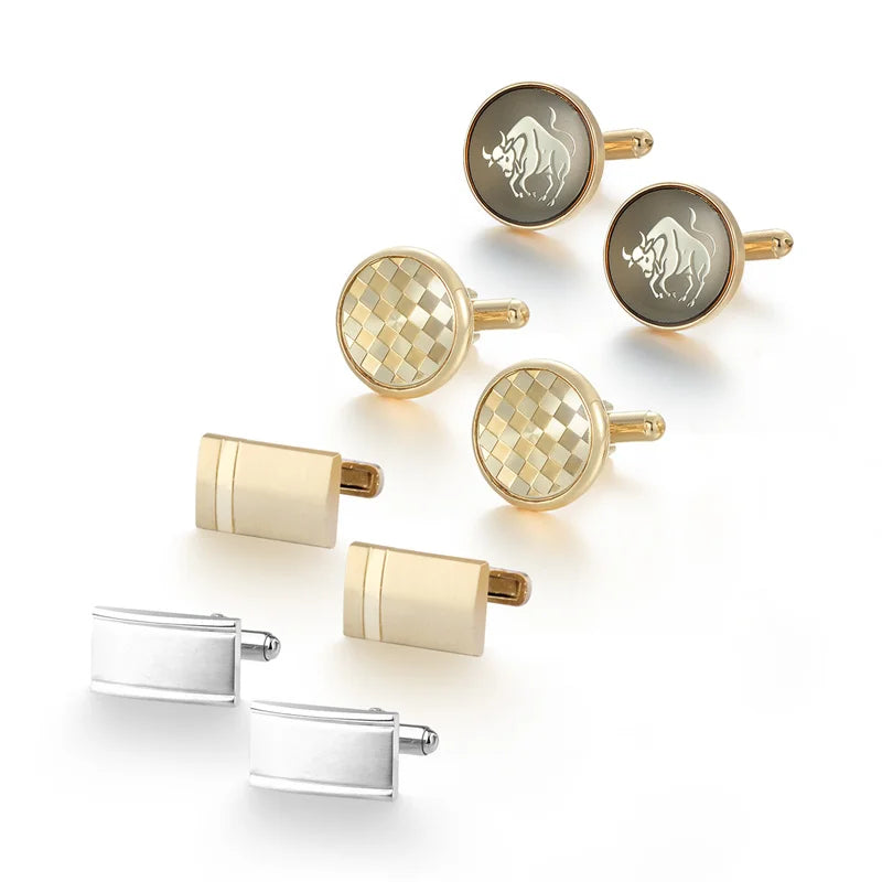 Luxury Cufflinks Set for Men - 4 Pairs Wedding Groomsmen Gift with Box - ZOOMNSTORE