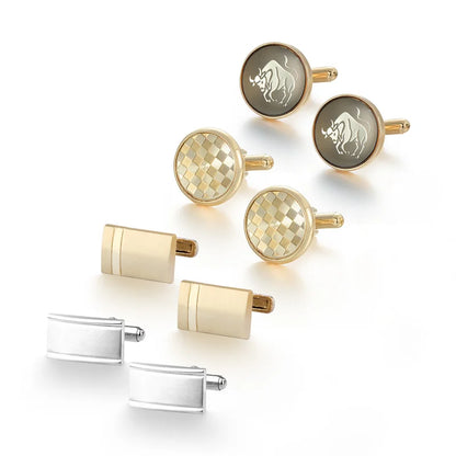 Luxury Cufflinks Set for Men - 4 Pairs Wedding Groomsmen Gift with Box - ZOOMNSTORE