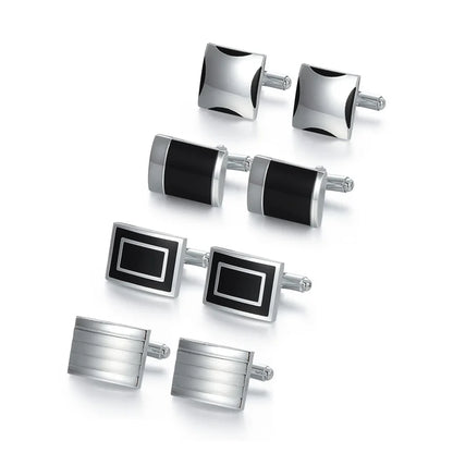 Luxury Cufflinks Set for Men - 4 Pairs Wedding Groomsmen Gift with Box - ZOOMNSTORE