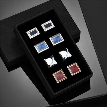 Luxury Cufflinks Set for Men - 4 Pairs Wedding Groomsmen Gift with Box - ZOOMNSTORE
