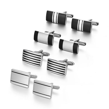 Luxury Cufflinks Set for Men - 4 Pairs Wedding Groomsmen Gift with Box - ZOOMNSTORE