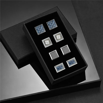 Luxury Cufflinks Set for Men - 4 Pairs Wedding Groomsmen Gift with Box - ZOOMNSTORE