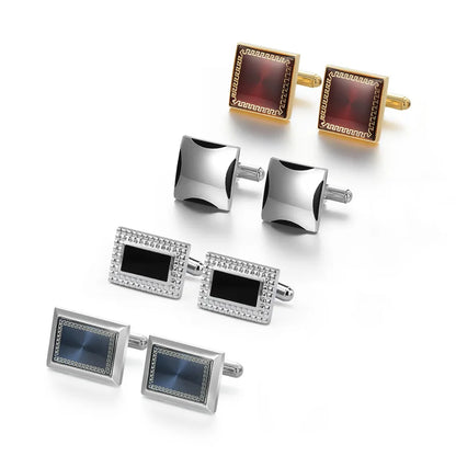 Luxury Cufflinks Set for Men - 4 Pairs Wedding Groomsmen Gift with Box - ZOOMNSTORE