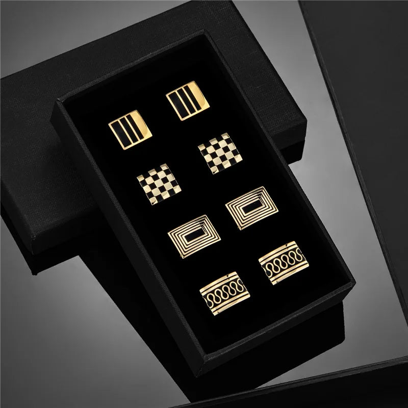 Luxury Cufflinks Set for Men - 4 Pairs Wedding Groomsmen Gift with Box - ZOOMNSTORE