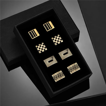 Luxury Cufflinks Set for Men - 4 Pairs Wedding Groomsmen Gift with Box - ZOOMNSTORE