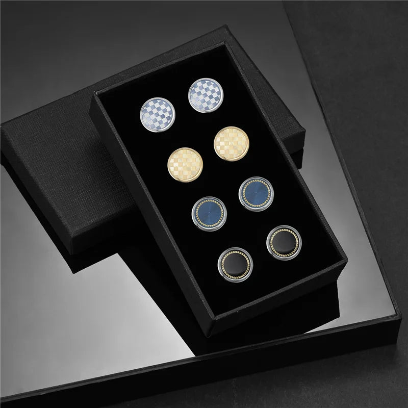 Luxury Cufflinks Set for Men - 4 Pairs Wedding Groomsmen Gift with Box - ZOOMNSTORE