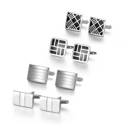 Luxury Cufflinks Set for Men - 4 Pairs Wedding Groomsmen Gift with Box - ZOOMNSTORE