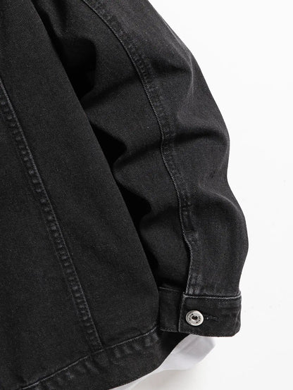 Men's denim jacket for spring and autumn. Black-collar denim coat. Suitable for daily casual wear. Stylish, simple and trendy. - ZOOMNSTORE