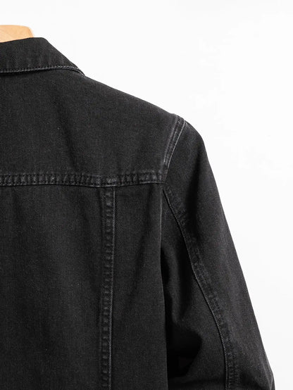 Men's denim jacket for spring and autumn. Black-collar denim coat. Suitable for daily casual wear. Stylish, simple and trendy. - ZOOMNSTORE