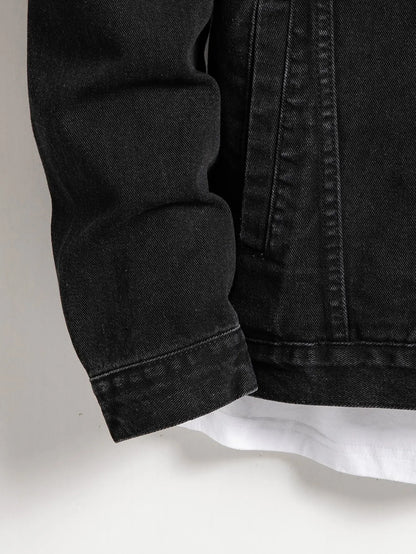 Men's denim jacket for spring and autumn. Black-collar denim coat. Suitable for daily casual wear. Stylish, simple and trendy. - ZOOMNSTORE