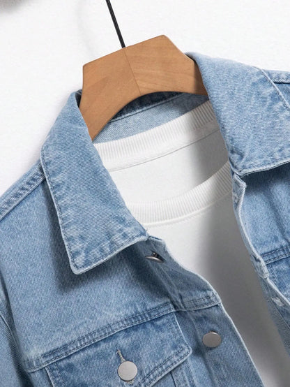 Men's Denim Jacket - Blue Casual Spring & Autumn Outerwear | Durable Cotton Blend - ZOOMNSTORE
