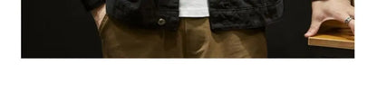 Retro Korean Sle Men's Denim Jaet Casual Spring Autumn Faionable Long Sve Workwear Coat with kets for Middle Youth - ZOOMNSTORE