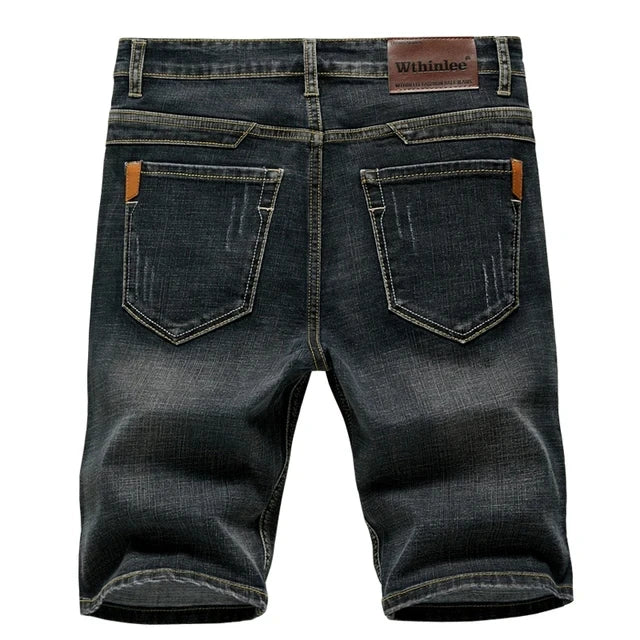 Mens Slim Denim Shorts - Classic Black  Blue Fashion Casual Jeans - ZOOMNSTORE