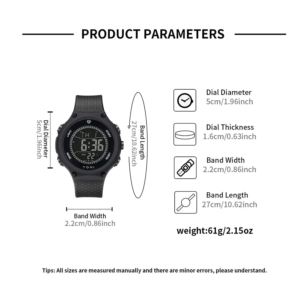 Men's Digital Sports Watch - Large Dial PU Sport Band Alarm Calendar Wristwatch - ZOOMNSTORE