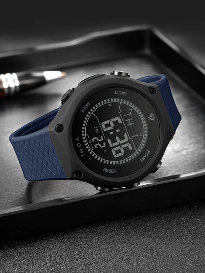 Men's Digital Sports Watch - Large Dial PU Sport Band Alarm Calendar Wristwatch - ZOOMNSTORE