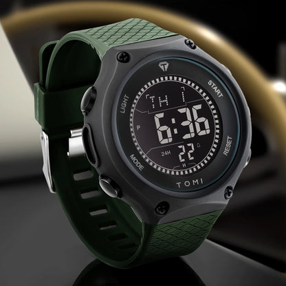 Men's Digital Sports Watch - Large Dial PU Sport Band Alarm Calendar Wristwatch - ZOOMNSTORE