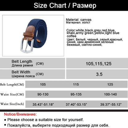 Men's Elastic Belt - Durable Canvas Military Tactical Belt with Metal Pin Buckle - ZOOMNSTORE