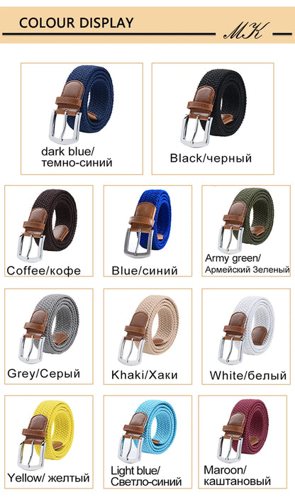 Men's Elastic Belt - Durable Canvas Military Tactical Belt with Metal Pin Buckle - ZOOMNSTORE