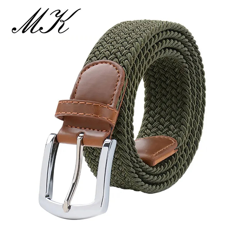 Men's Elastic Belt - Durable Canvas Military Tactical Belt with Metal Pin Buckle - ZOOMNSTORE