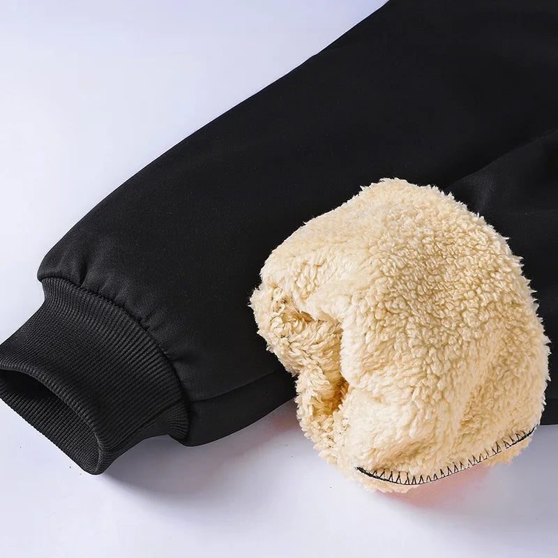 Pants for men in autumn and winter, thickened with fleece for outerwear, casual pants, warm lamb wool sports sweatpants - ZOOMNSTORE