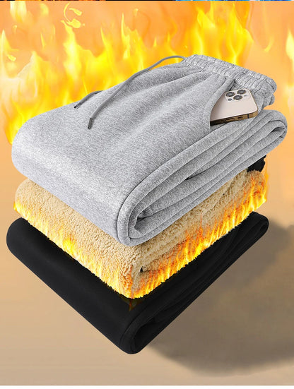 Pants for men in autumn and winter, thickened with fleece for outerwear, casual pants, warm lamb wool sports sweatpants - ZOOMNSTORE