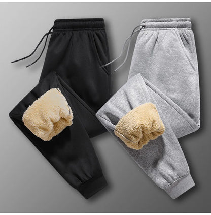Pants for men in autumn and winter, thickened with fleece for outerwear, casual pants, warm lamb wool sports sweatpants - ZOOMNSTORE