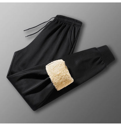 Pants for men in autumn and winter, thickened with fleece for outerwear, casual pants, warm lamb wool sports sweatpants - ZOOMNSTORE