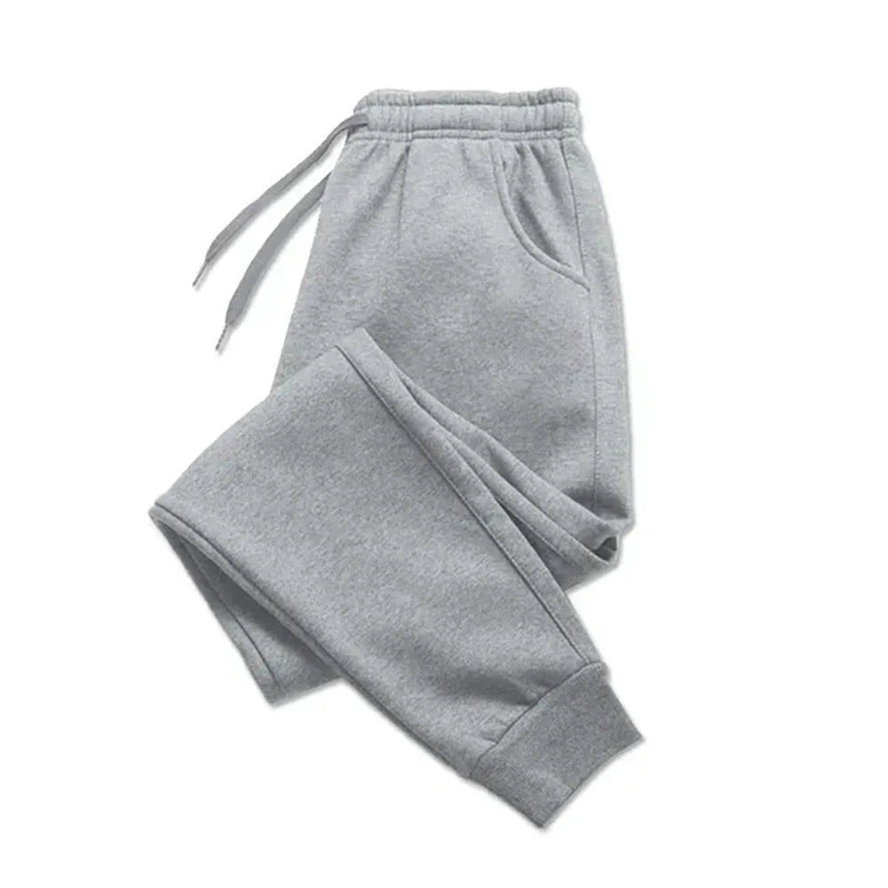Men's Casual Pants Autumn Winter Fleece Sweatpants Men Running Jogger Sports Gym Trousers Fashion Solid Color Workout Long Pants - ZOOMNSTORE