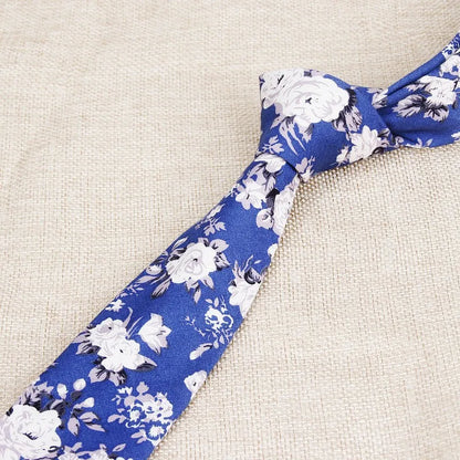 Handmade Floral Tie - Classic Mens Narrow Cotton Necktie for Weddings  Casual Wear - ZOOMNSTORE