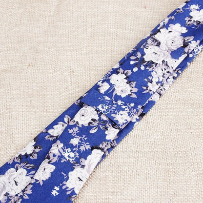 Handmade Floral Tie - Classic Mens Narrow Cotton Necktie for Weddings  Casual Wear - ZOOMNSTORE