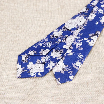 Handmade Floral Tie - Classic Mens Narrow Cotton Necktie for Weddings  Casual Wear - ZOOMNSTORE
