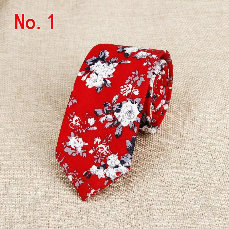 Handmade Floral Tie - Classic Mens Narrow Cotton Necktie for Weddings  Casual Wear - ZOOMNSTORE
