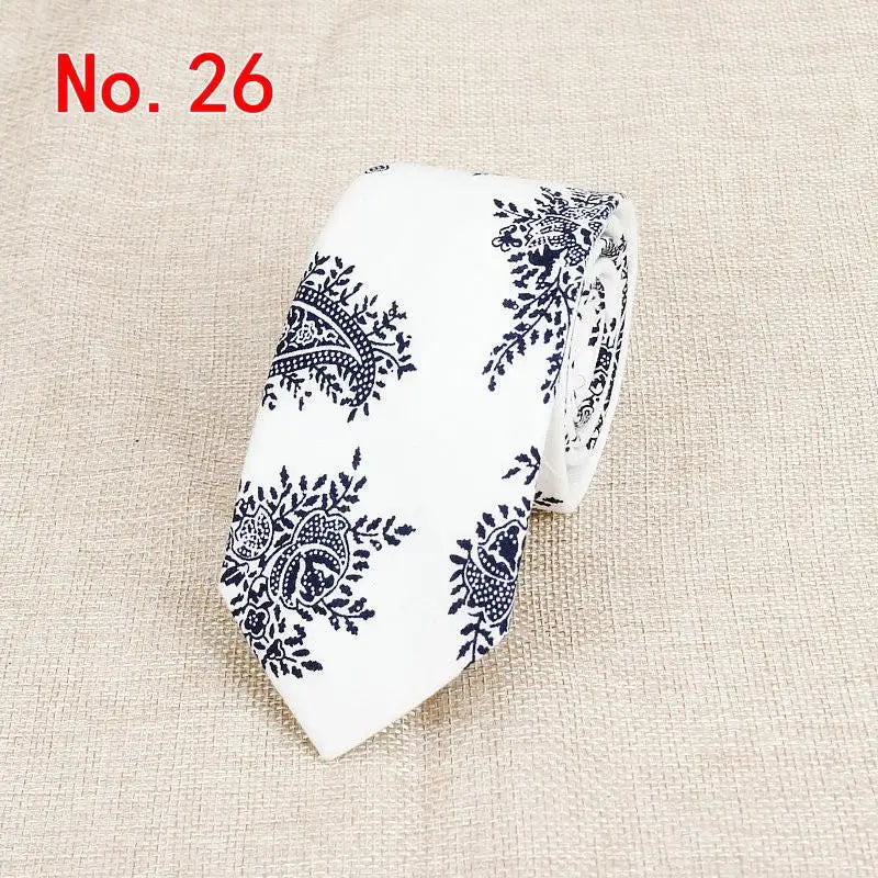 Handmade Floral Tie - Classic Mens Narrow Cotton Necktie for Weddings  Casual Wear - ZOOMNSTORE