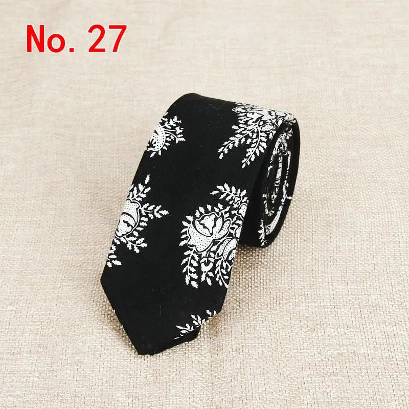 Handmade Floral Tie - Classic Mens Narrow Cotton Necktie for Weddings  Casual Wear - ZOOMNSTORE
