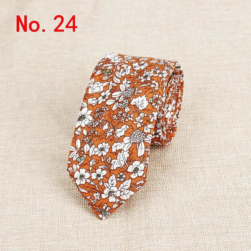 Handmade Floral Tie - Classic Mens Narrow Cotton Necktie for Weddings  Casual Wear - ZOOMNSTORE