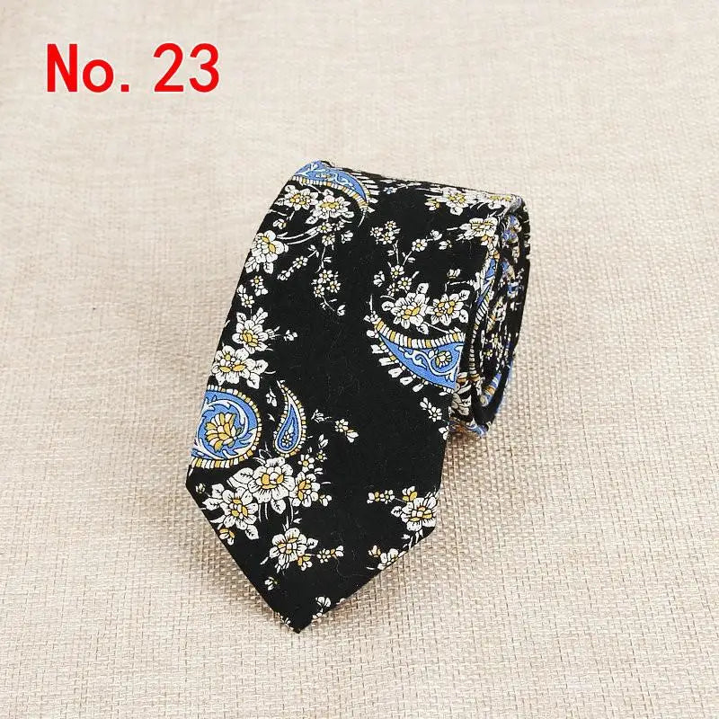 Handmade Floral Tie - Classic Mens Narrow Cotton Necktie for Weddings  Casual Wear - ZOOMNSTORE
