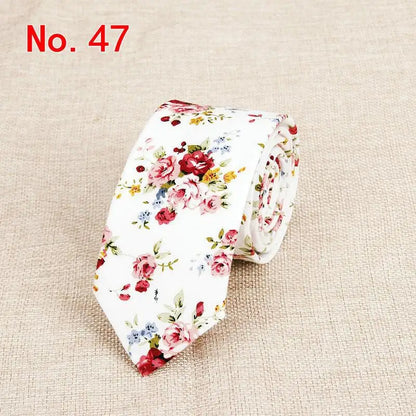 Handmade Floral Tie - Classic Mens Narrow Cotton Necktie for Weddings  Casual Wear - ZOOMNSTORE