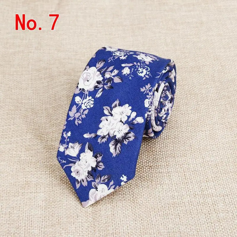 Handmade Floral Tie - Classic Mens Narrow Cotton Necktie for Weddings  Casual Wear - ZOOMNSTORE